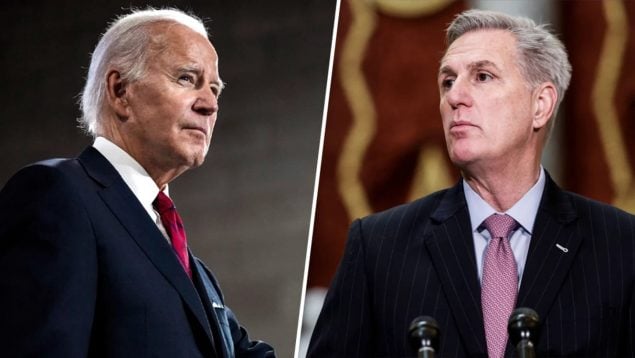 Joe Biden y el presidente de la Cámara de Representantes, Kevin McCarthy