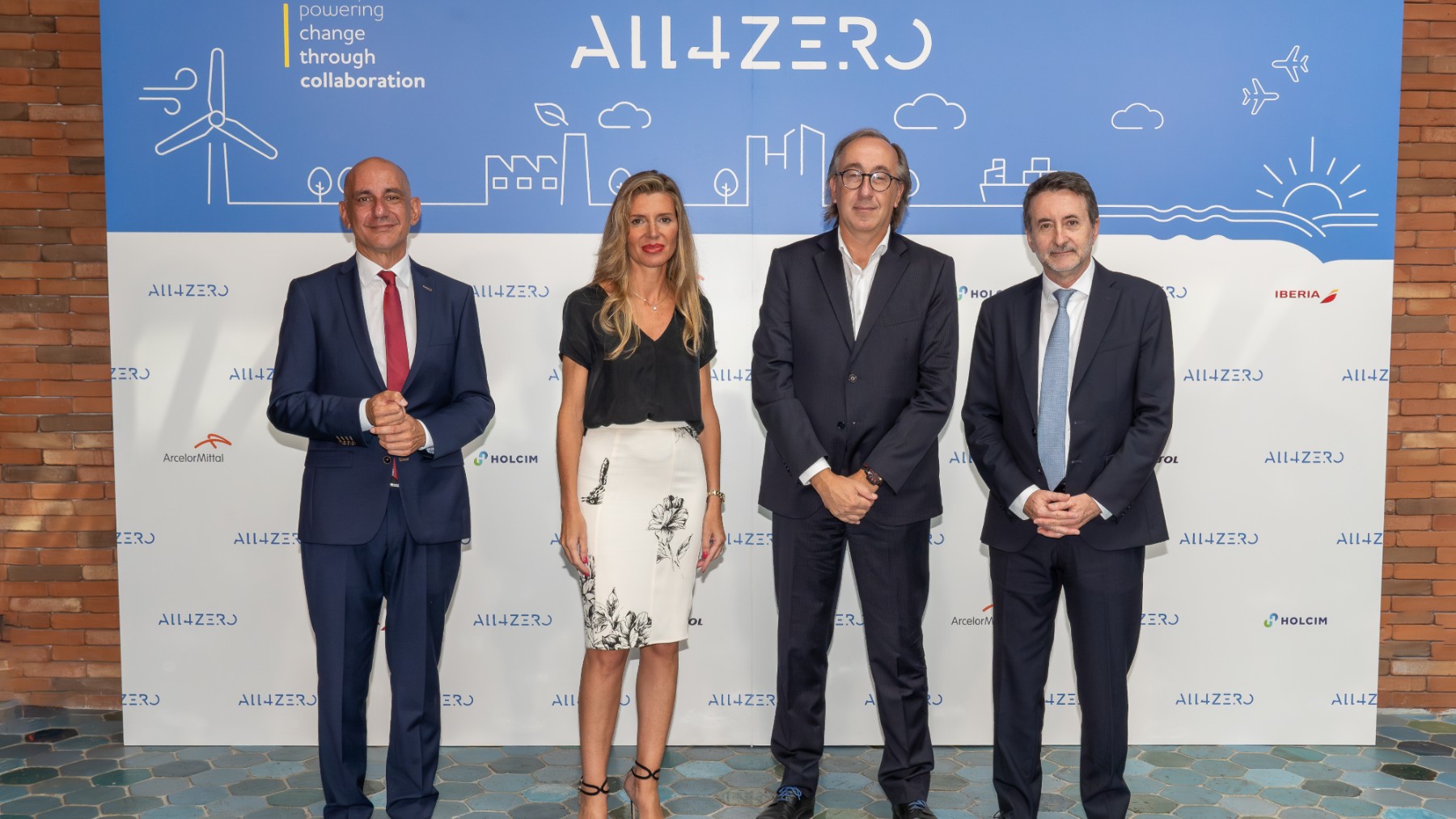En la presentación de All4Zero han participado los CEO de ArcelorMittal, Holcim España,Iberia, Fernando Candela y  Repsol