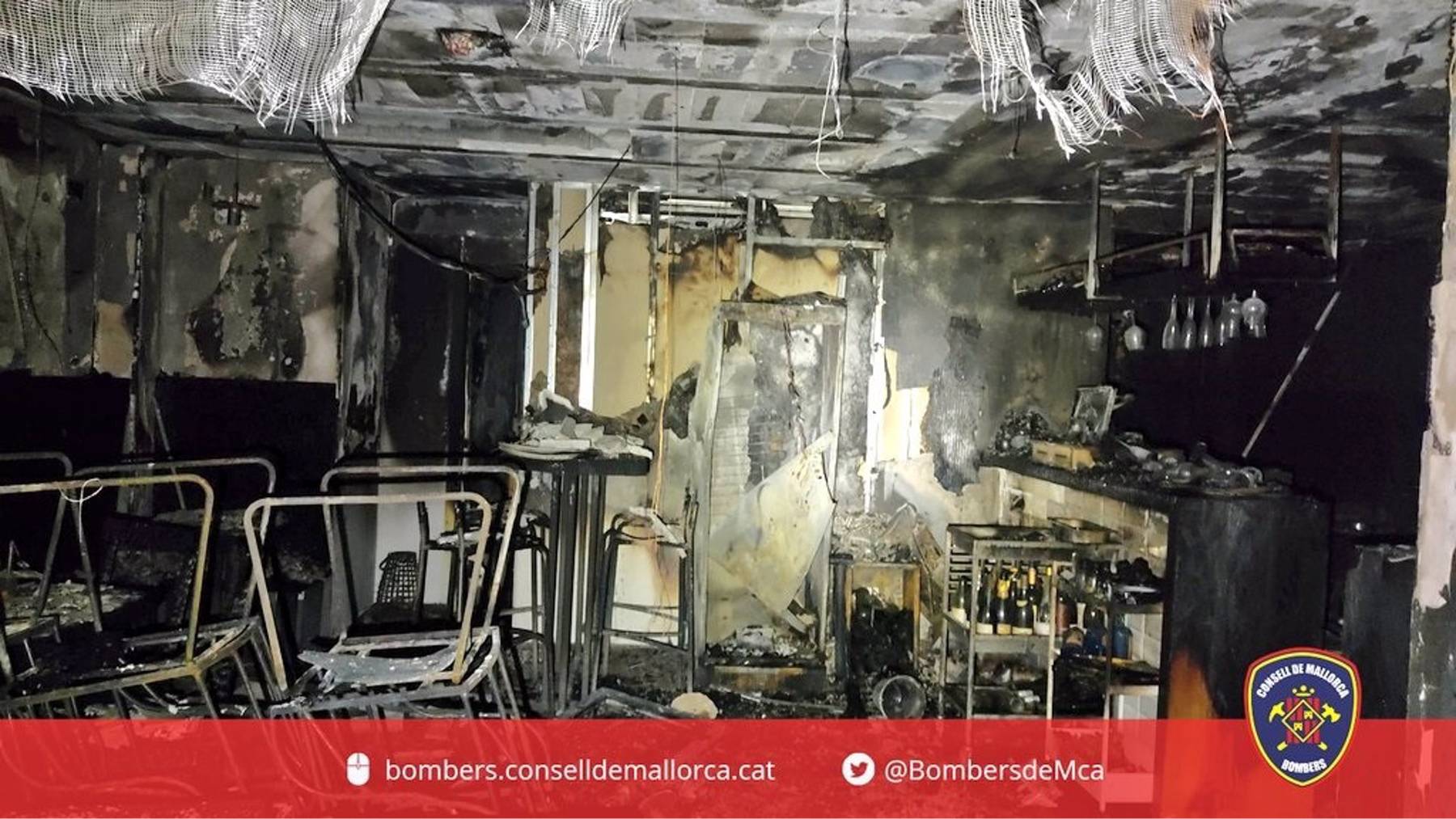 Interior del restaurante del Port d’Andratx tras sufrir el incendio.