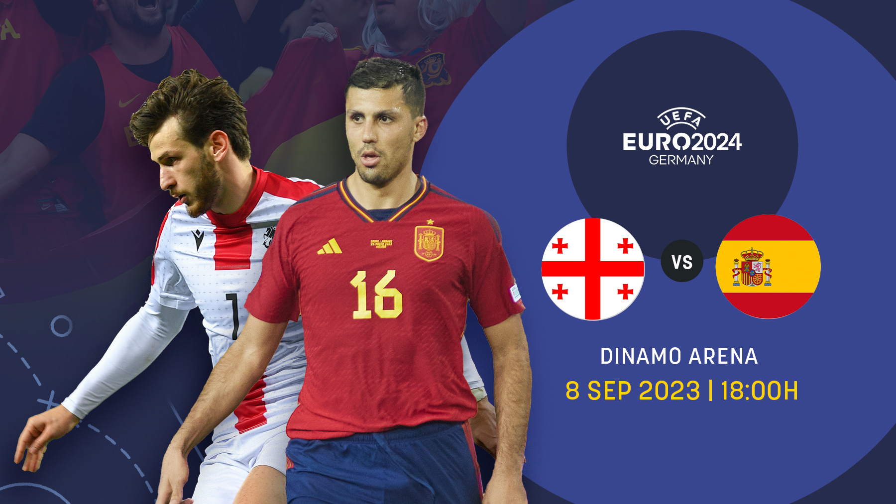 Georgia y España se miden en la fase de clasificación para la Eurocopa 2024.