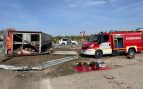 Accidente de un camión de cerdos en Teruel