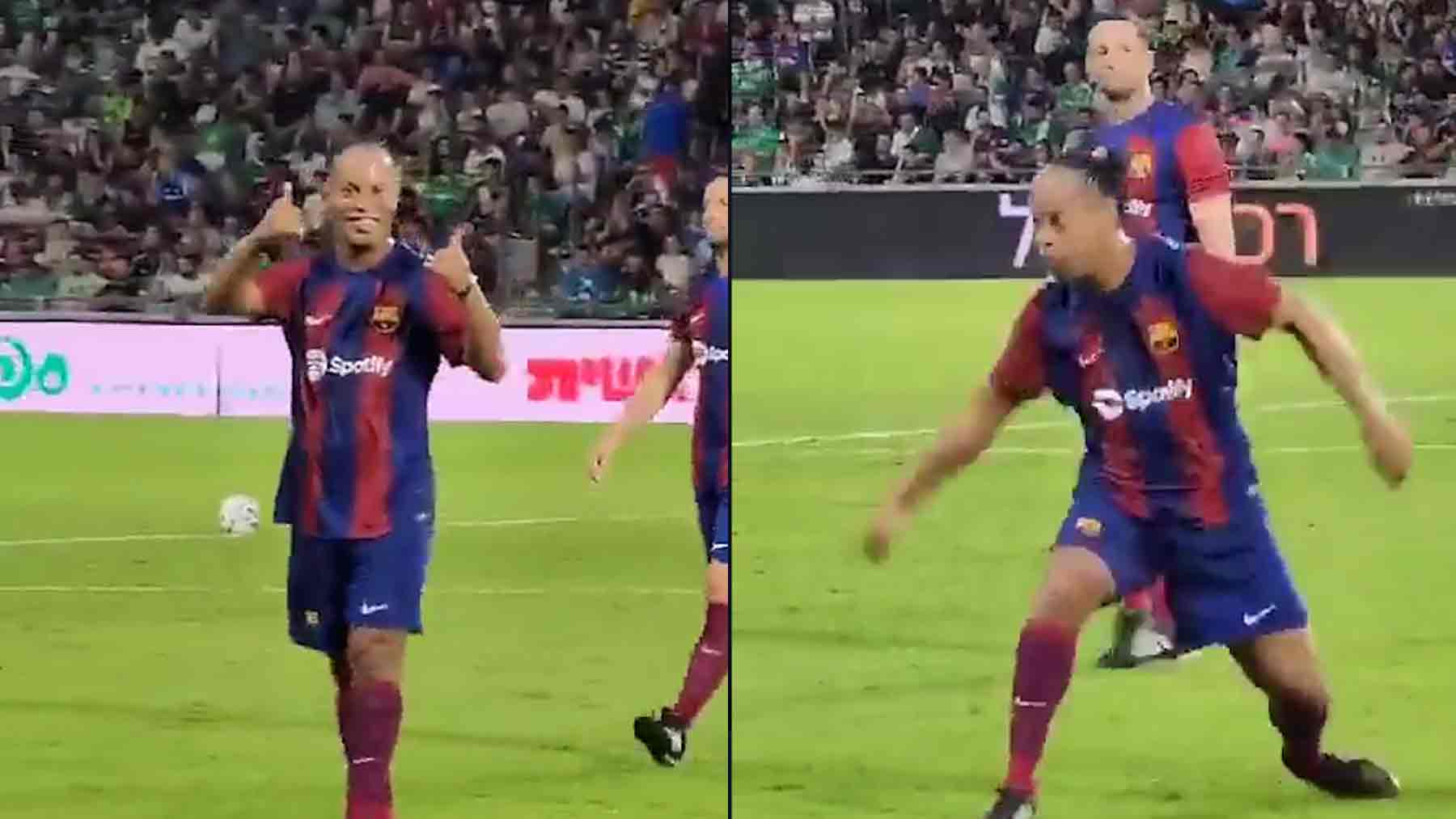 El regate de Ronaldinho a un fan que ya es viral en redes sociales
