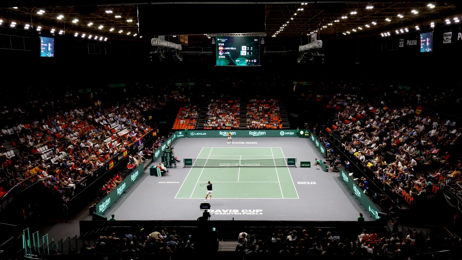 Imagen de un partido de la Copa Davis 2022, en Valencia. (Getty)