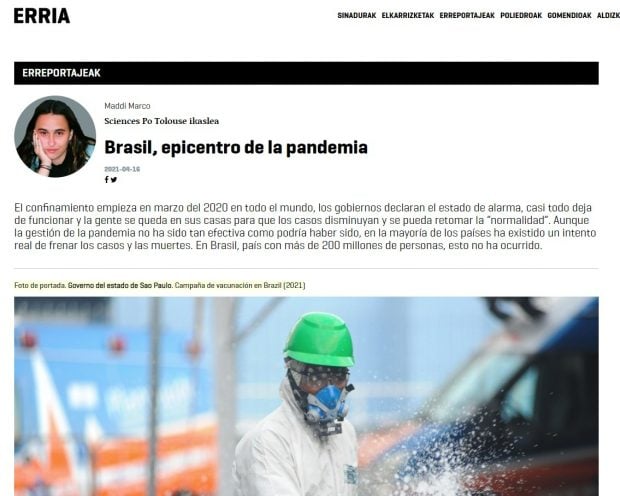 Artículo publicado por la hija del etarra Joseba Gotzón Vizán González en la revista de Sortu, Erria. 