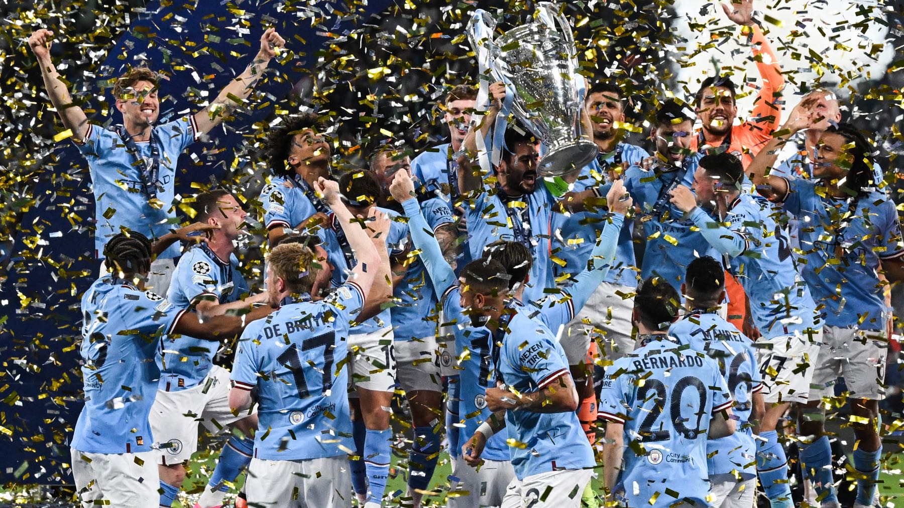 El Manchester City celebra el título de Champions League 22/23. (AFP)