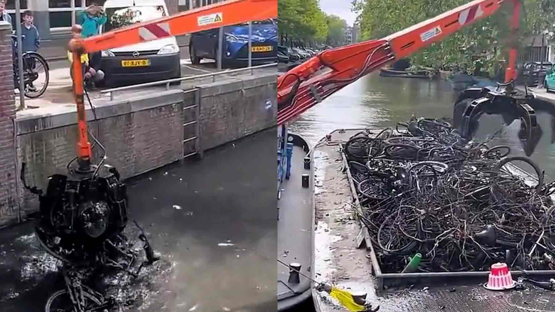 Limpieza en los canales de Amsterdam