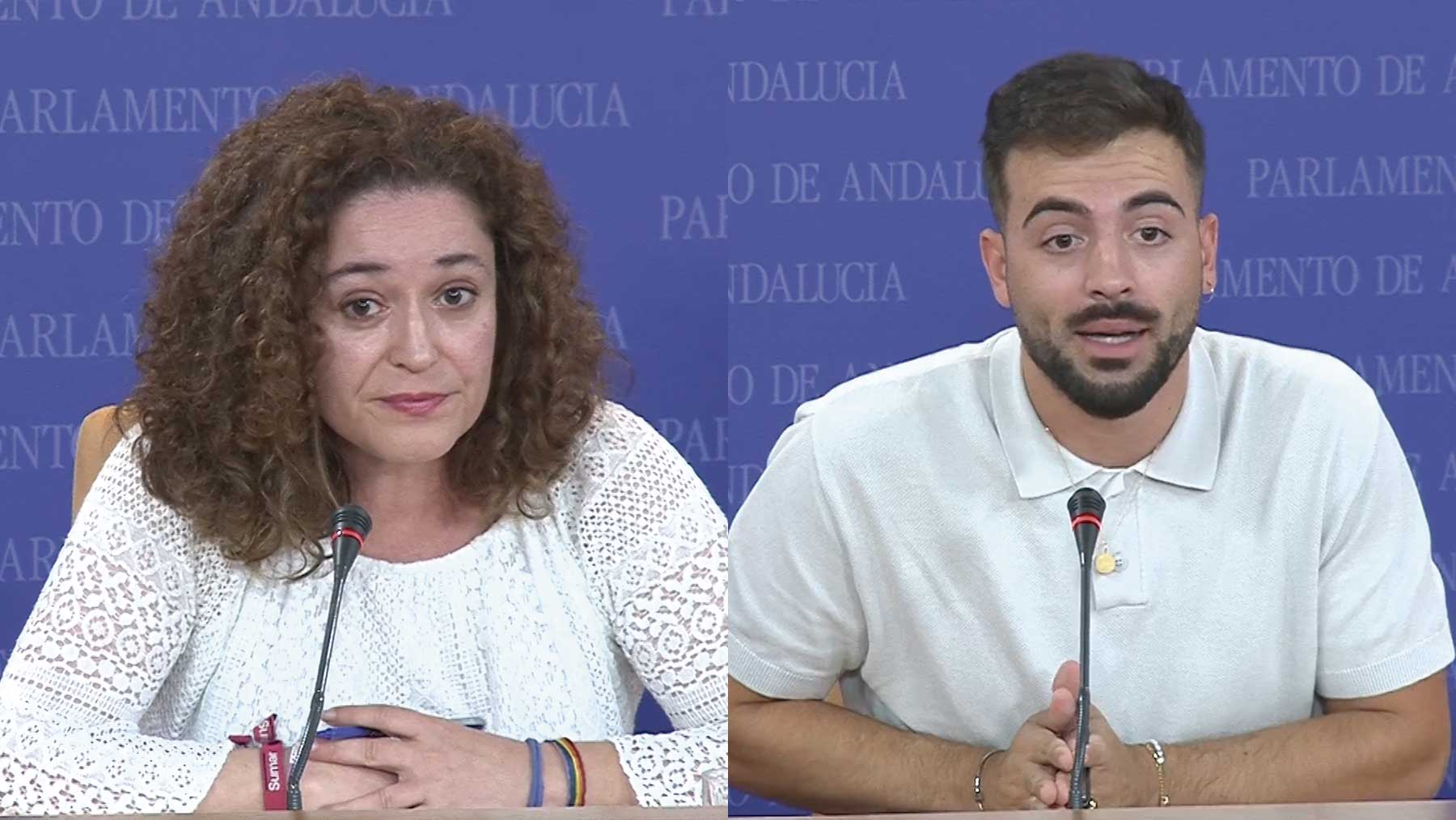 Inmaculada Nieto, portavoz de IU Andalucía, y José Manuel Gómez Jurado, de Podemos.