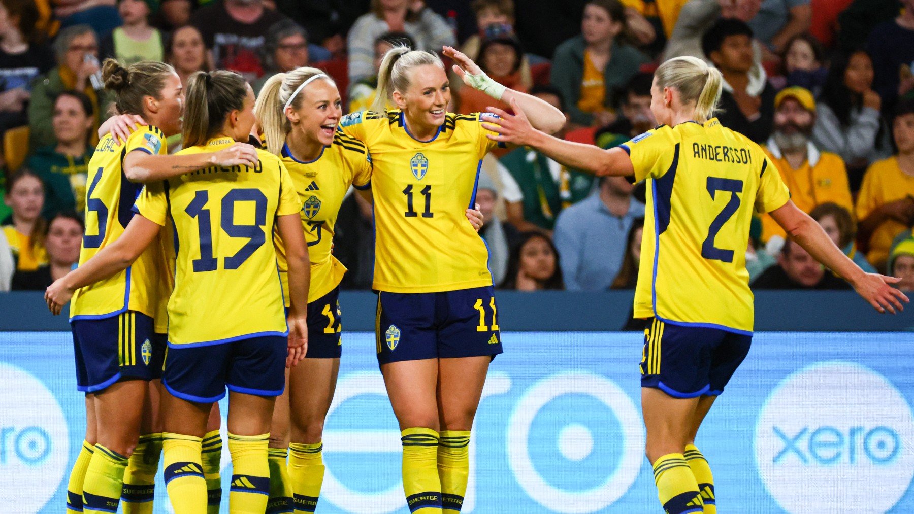 Las jugadoras de Suecia celebran un gol. (AFP)