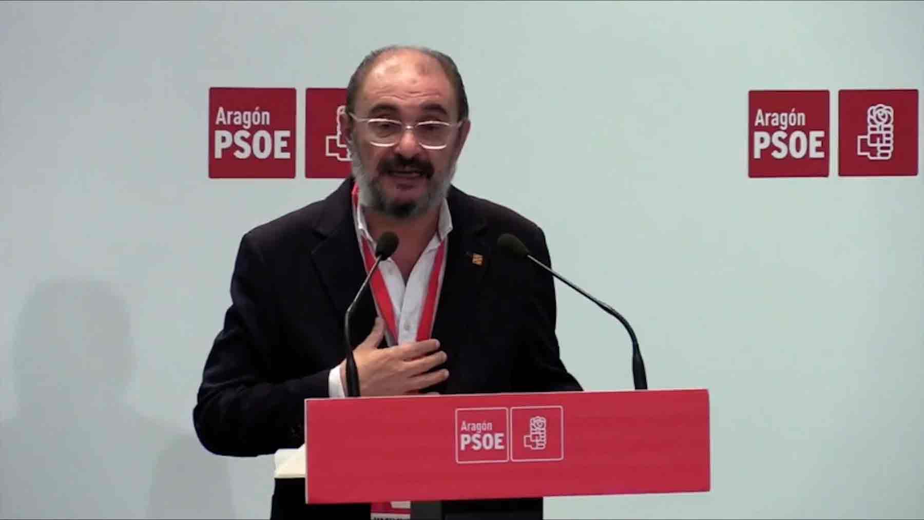 Javier Lambán en el discurso del Comité Regional de Aragón.