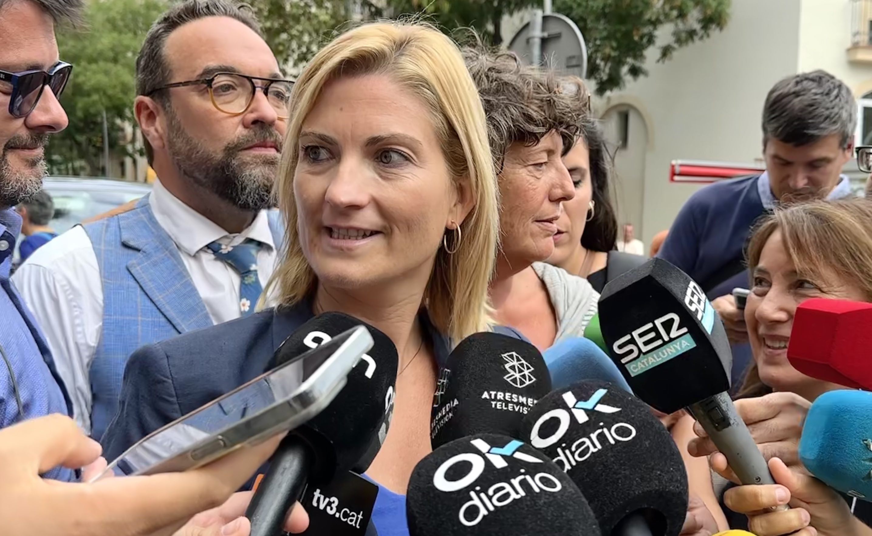 La portavoz de ERC, Raquel Sans, junto a la número dos en el Congreso Teresa Jordà. Foto: Joan Guirado