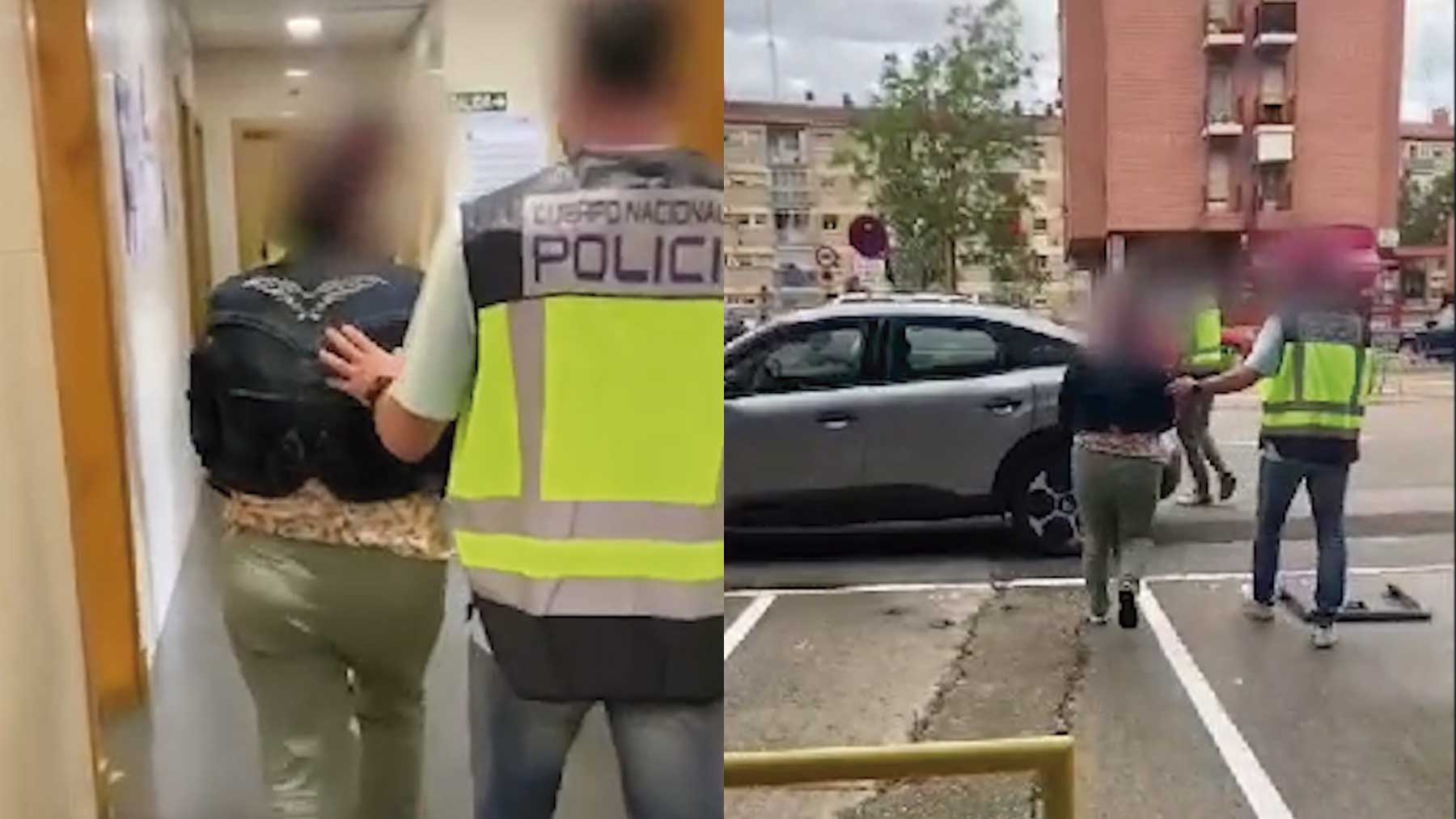 Momento de la detención de la cuidadora acusada de robar a una anciana con alzheimer en Zaragoza