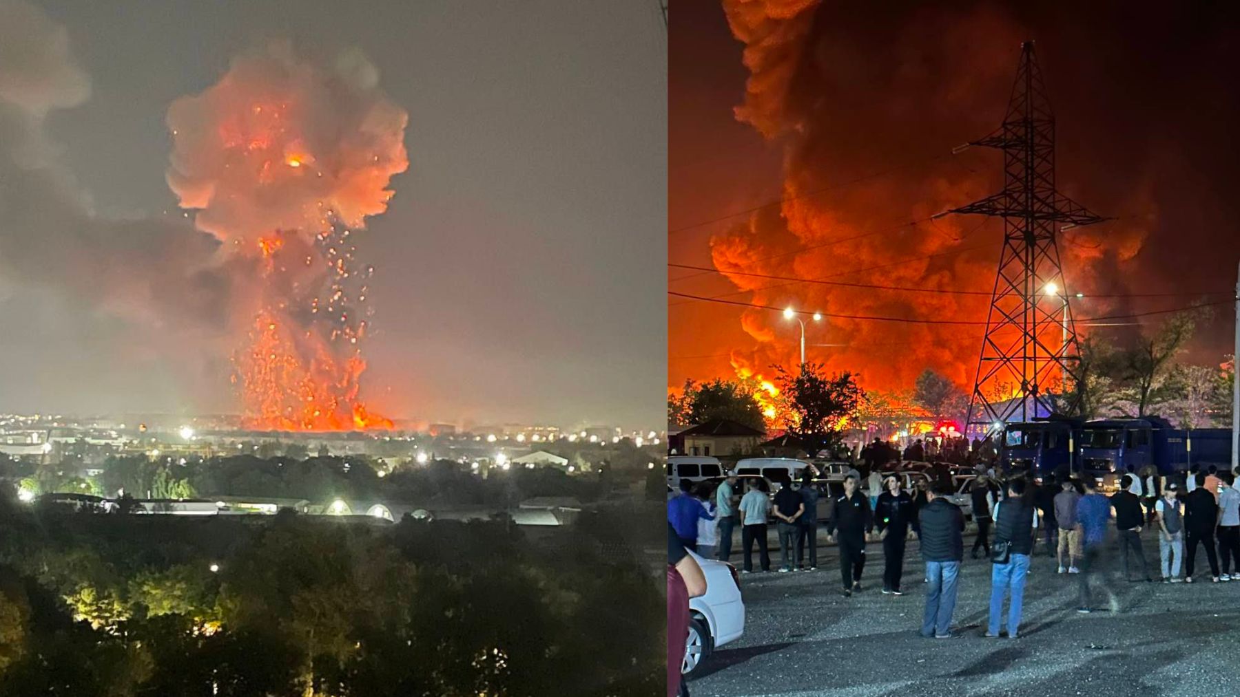 Dos imágenes de la explosión cerca del aeropuerto de Tasknet, Uzbekistán