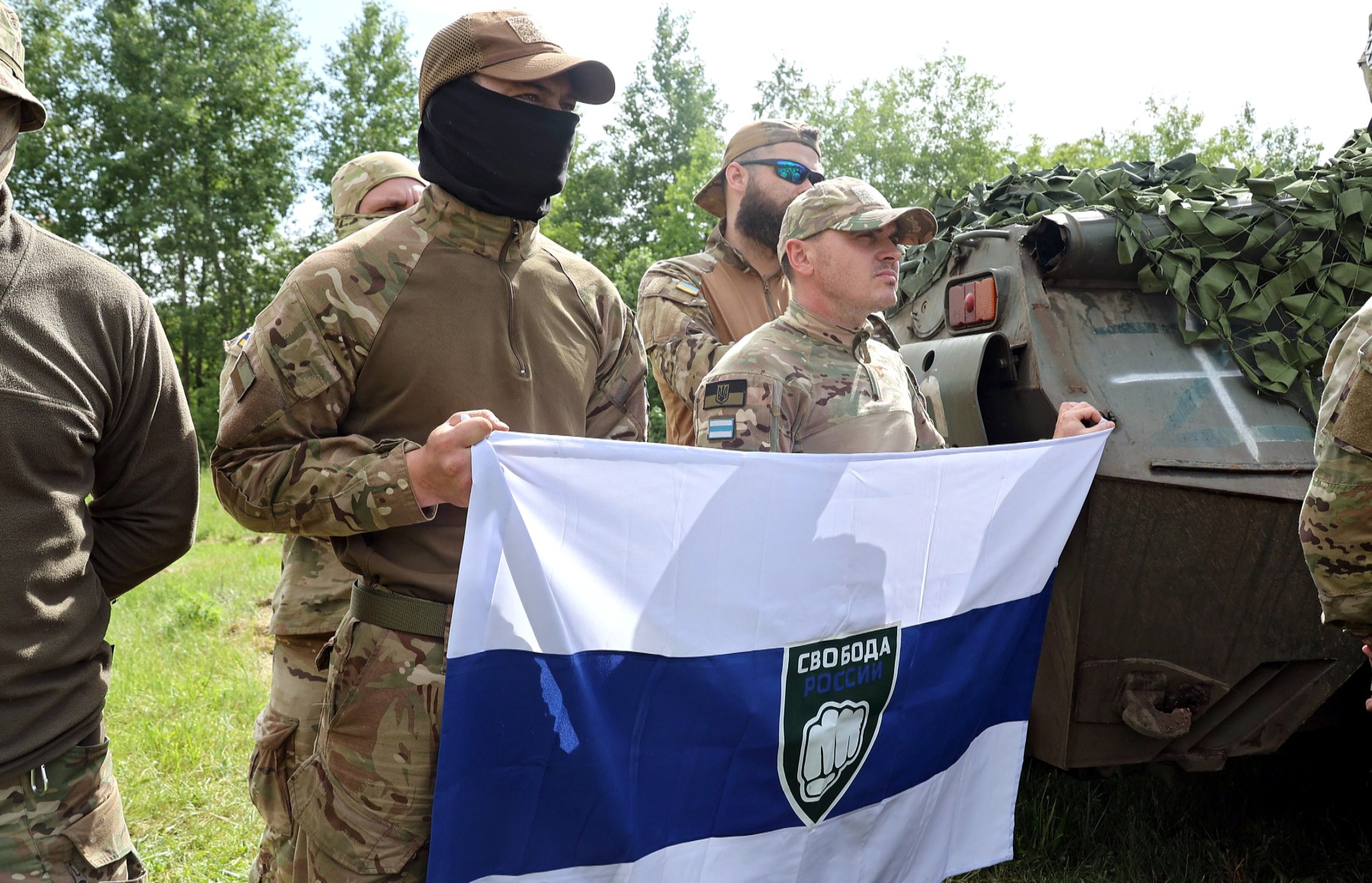 Combatientes del batallón Legión Libertad de Rusia, opositor al Kremlin.
