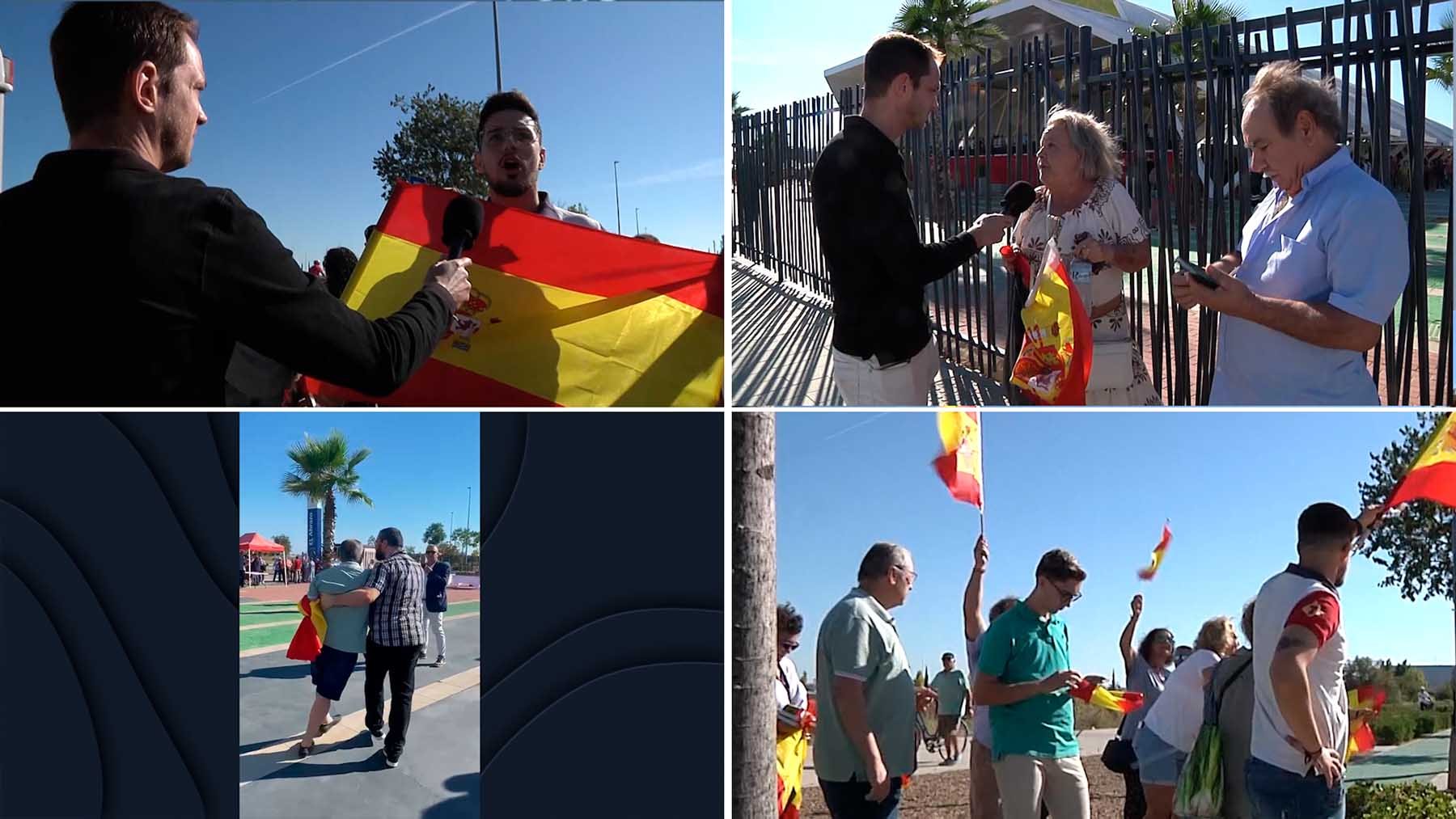 El PSOE expulsa violentamente a asistentes al mitin de Sánchez en Sevilla.