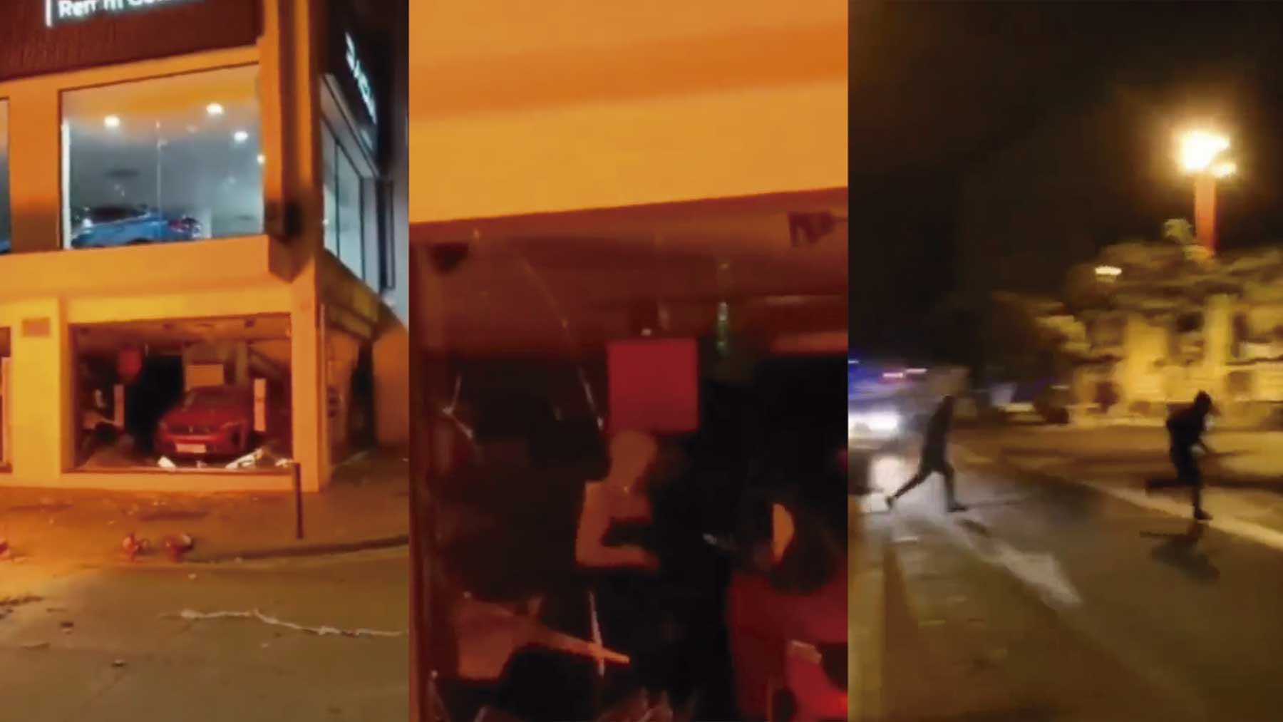 Encapuchados queman un concesionario durante la noche de disturbios en Molins de Rei