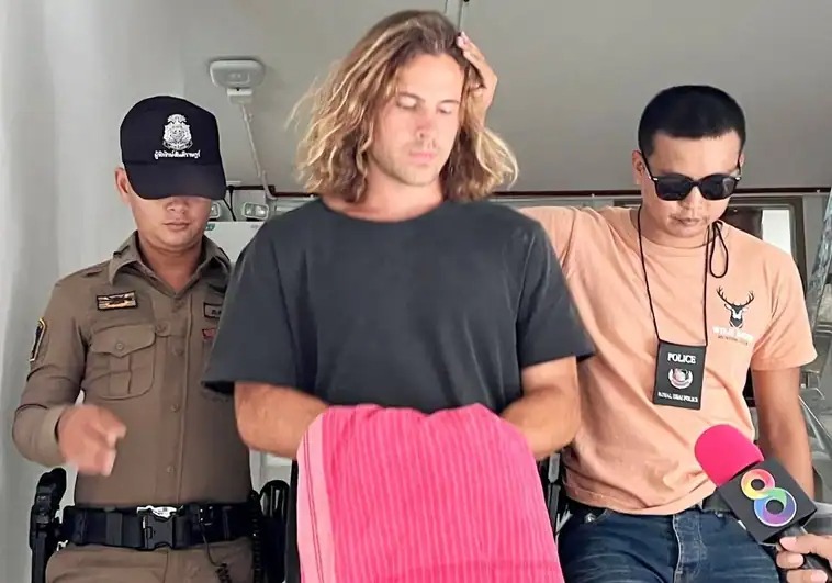 Daniel Sancho es conducido por la Policía tailandesa durante su arresto