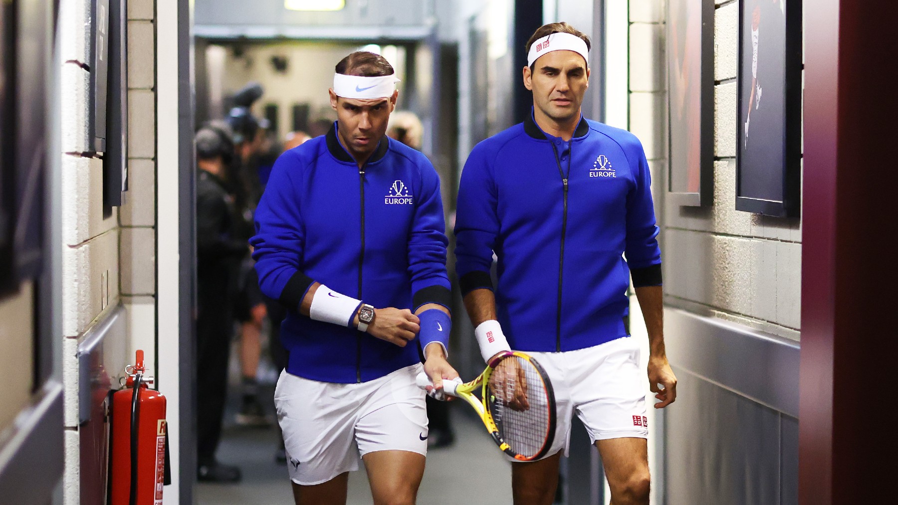 Rafael Nadal y Roger Federer, en la Laver Cup 2022. (Getty)