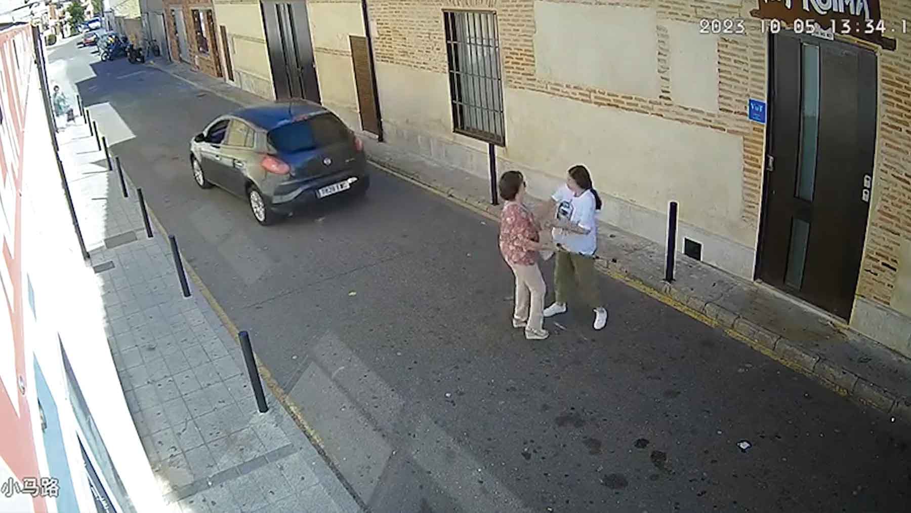 El momento en el que la ladrona forcejea con la anciana en Nava del Rey, Valladolid.