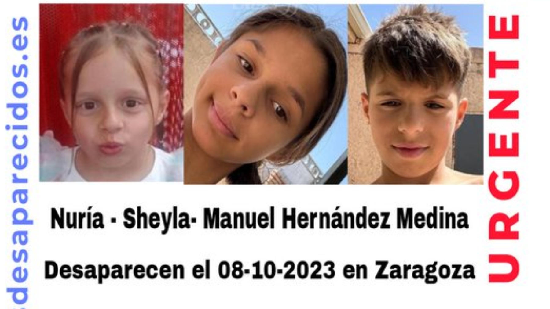Los tres menores desaparecidos en Zaragoza.
