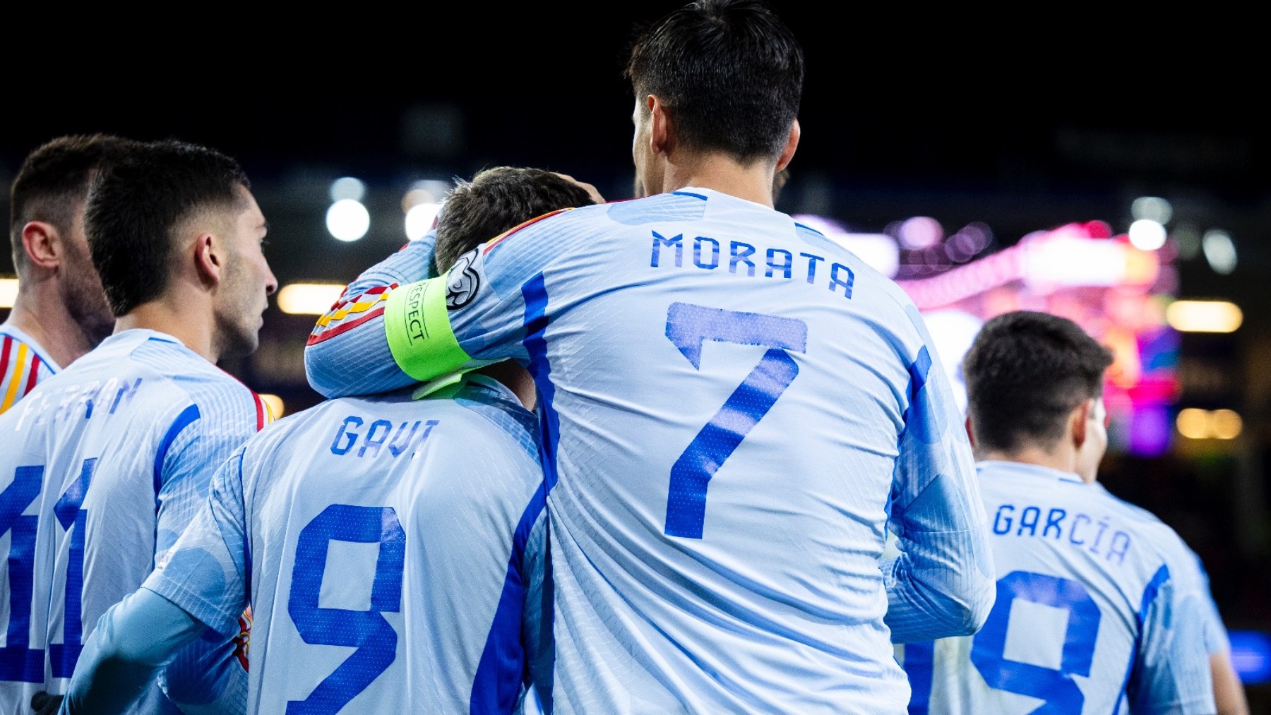 Morata y Gavi celebran el gol de España en Oslo (Rfef)
