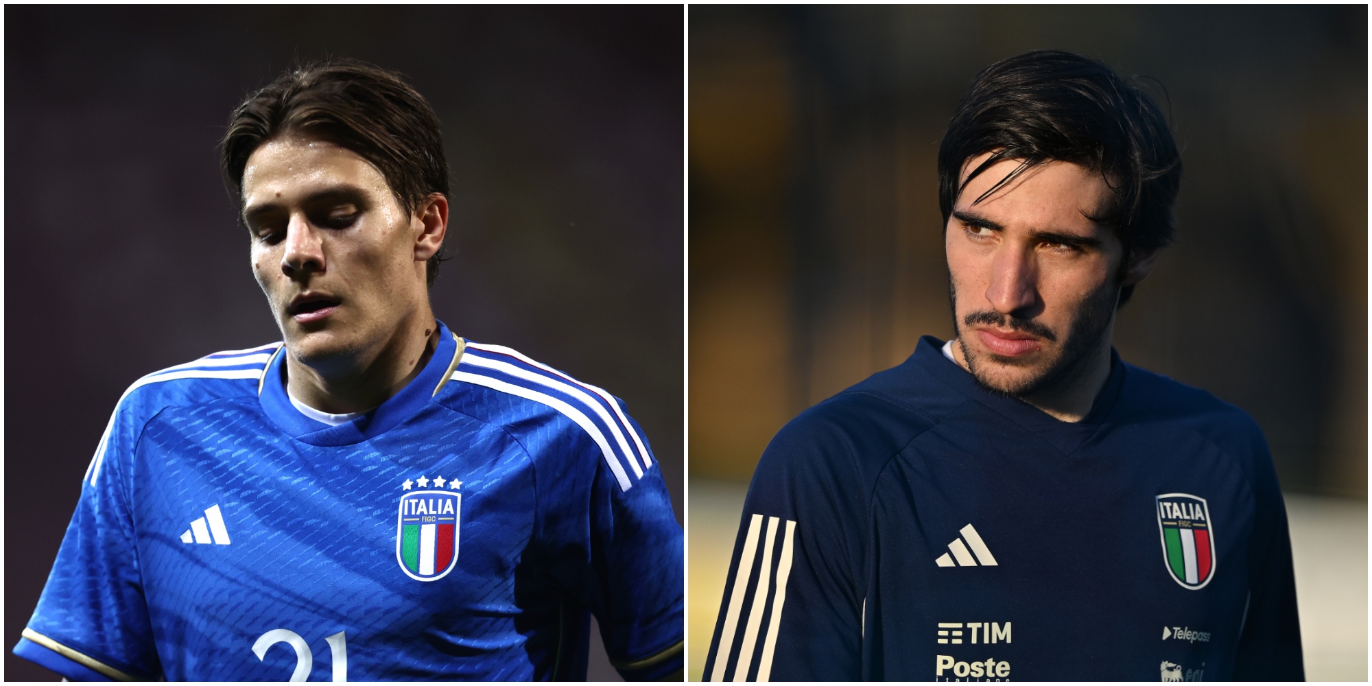 Fagioli y Tonali con la selección italiana. (Getty)