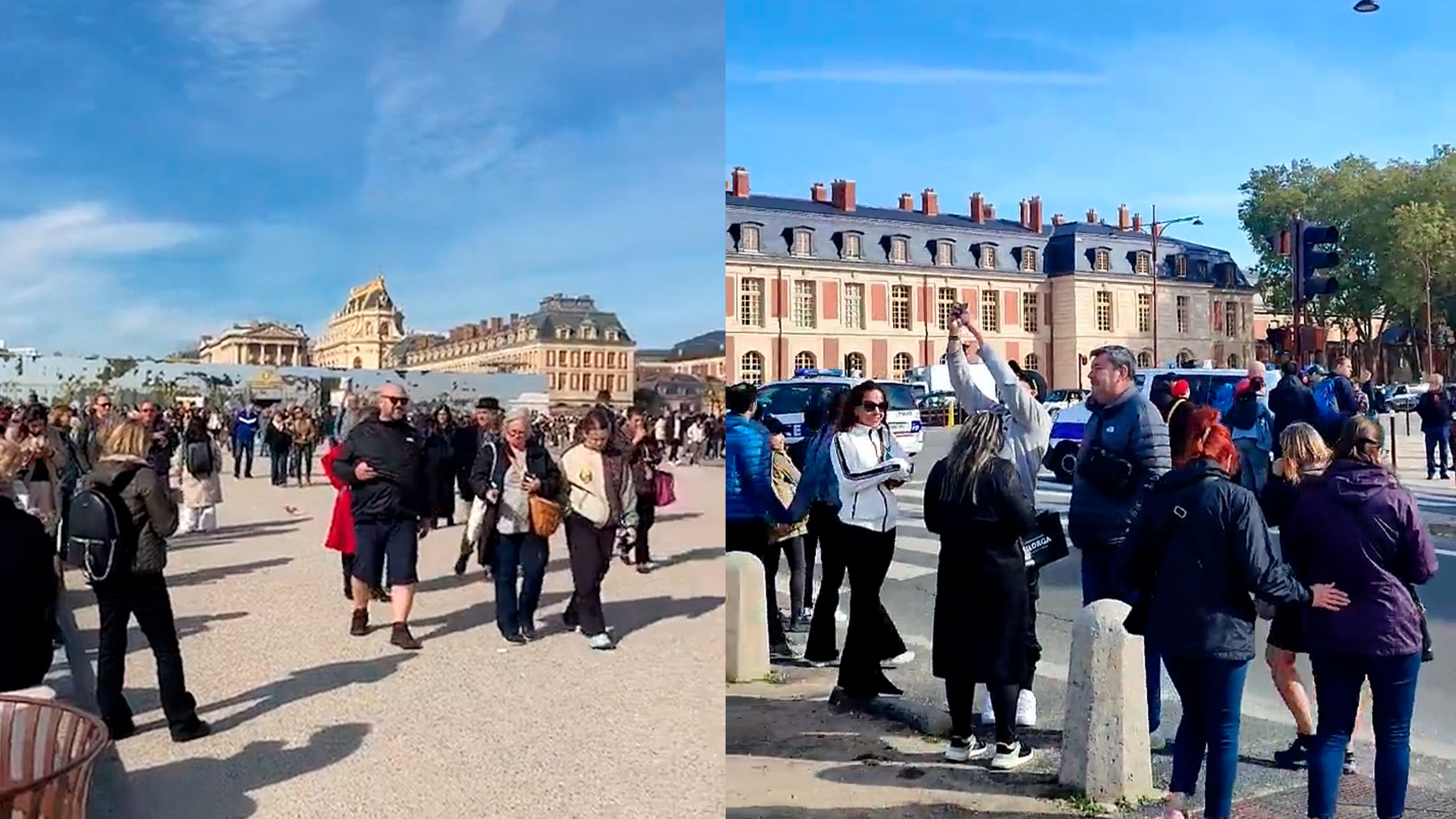 Ciudadanos desalojando el Palacio de Versalles tras la alerta terrorista.