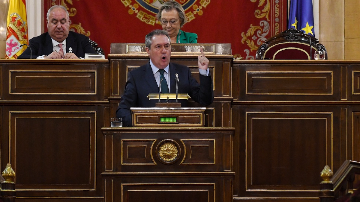 Juan Espadas (PSOE), durante su intervención en el Senado.