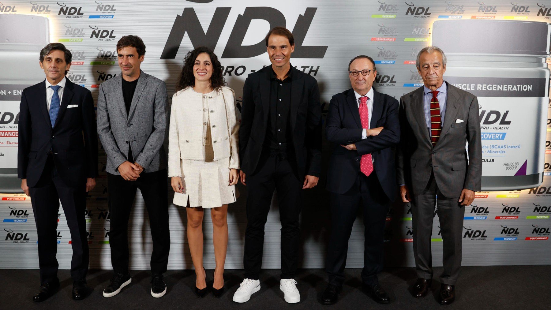 Rafa Nadal con Juan Matji, de ‘Cantabria Labs’, José María Álvarez-Pallete, Raúl Gozález y Xisca Perelló.