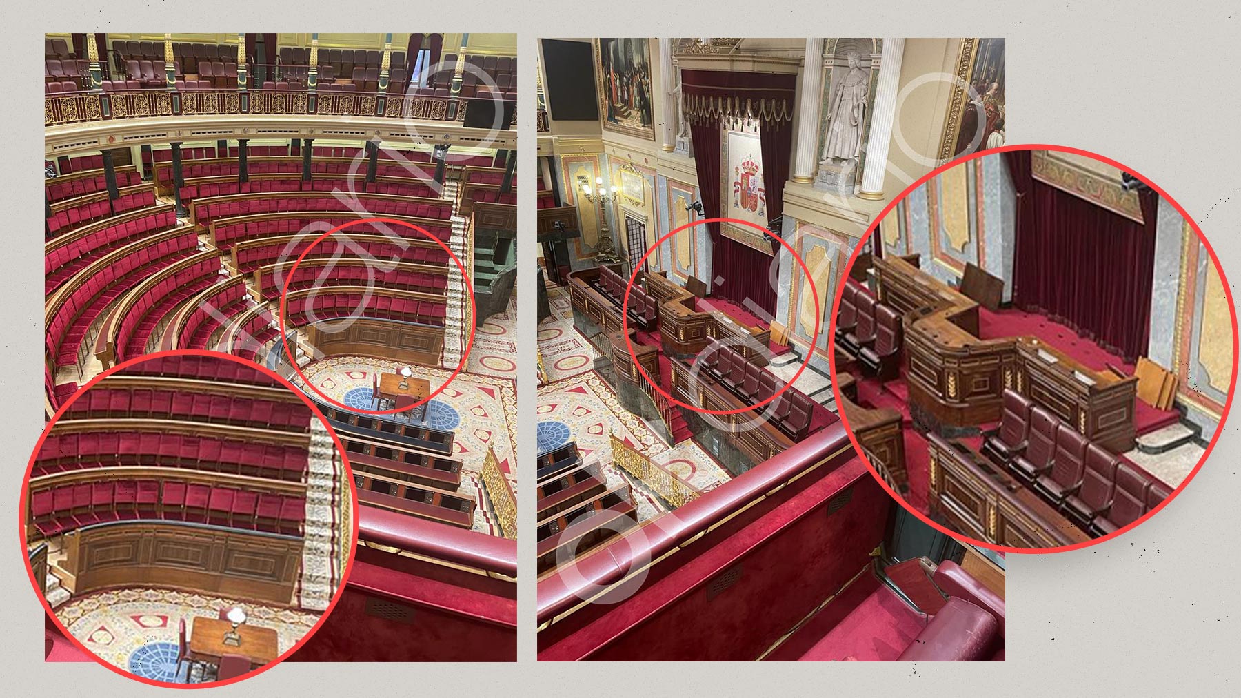 Imagen del interior del Congreso con las tareas de desmontaje.