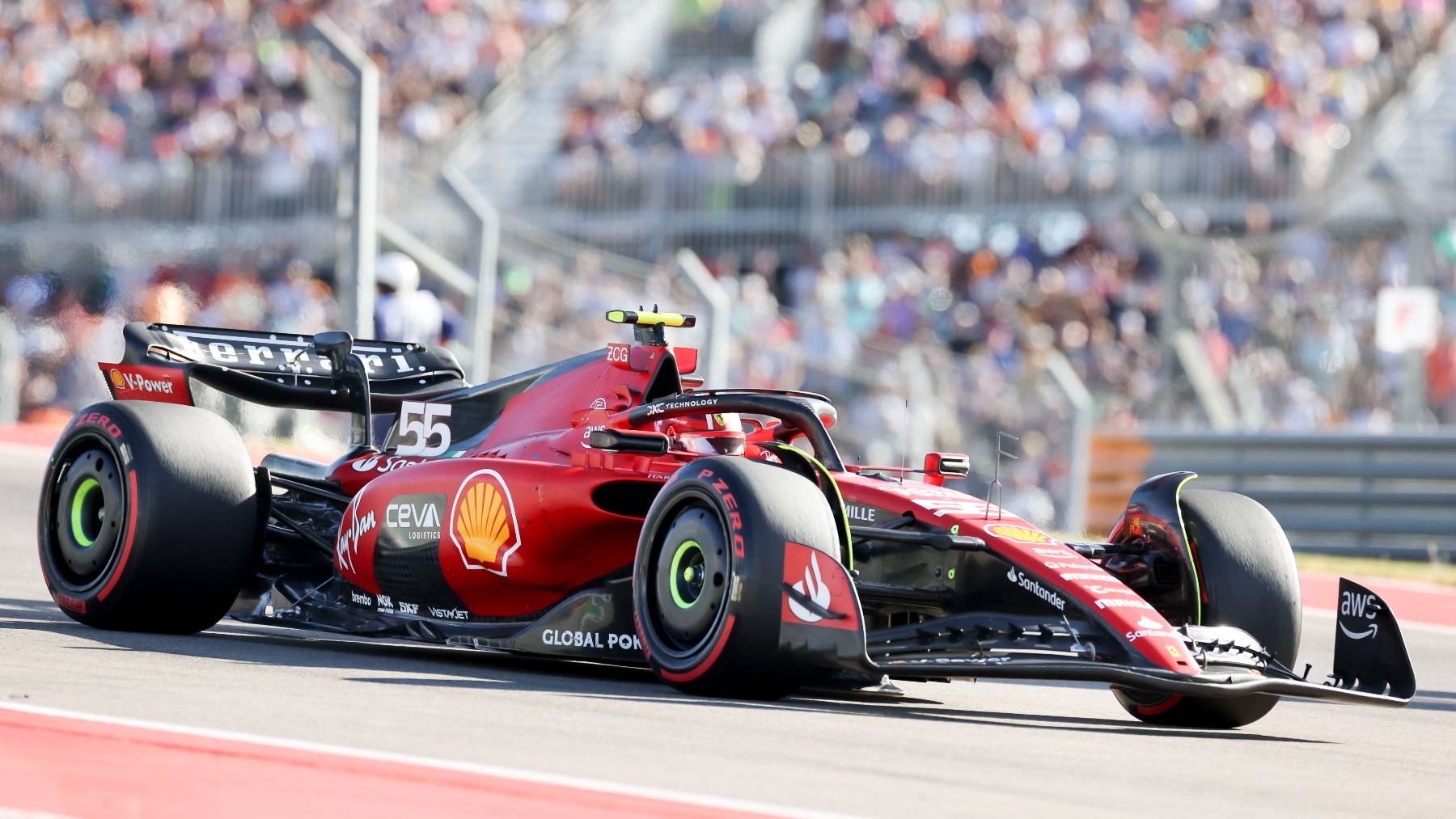 El Ferrari de Carlos Sainz en Austin. (Getty)