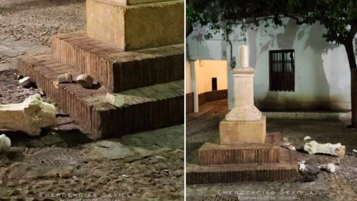 Destrozan la Cruz de la Plaza de Santa Marta en Sevilla.