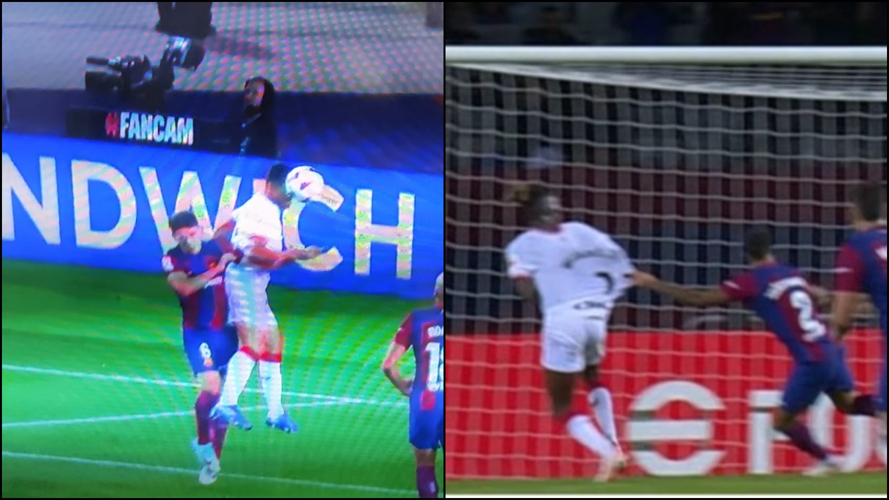 Imágenes de las acciones de Gavi y Cancelo en las que el Athletic pidió penalti.