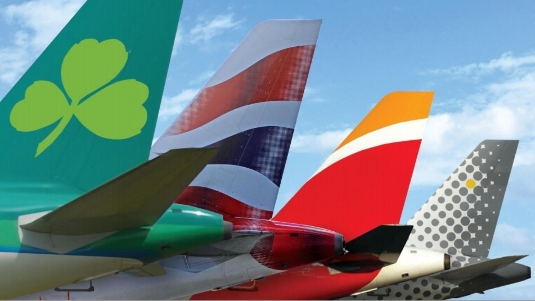 Aviones de Aer Lingus, British Airways, Iberia y Vueling, del grupo IAG.