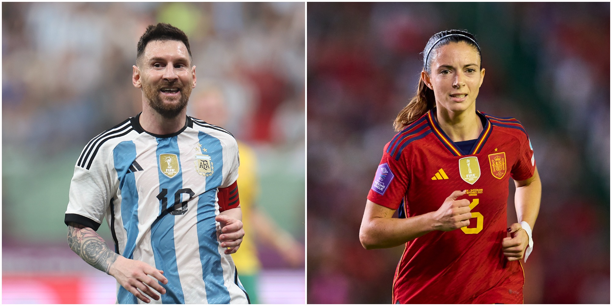 Leo Messi y Aitana Bonmatí. (Getty)
