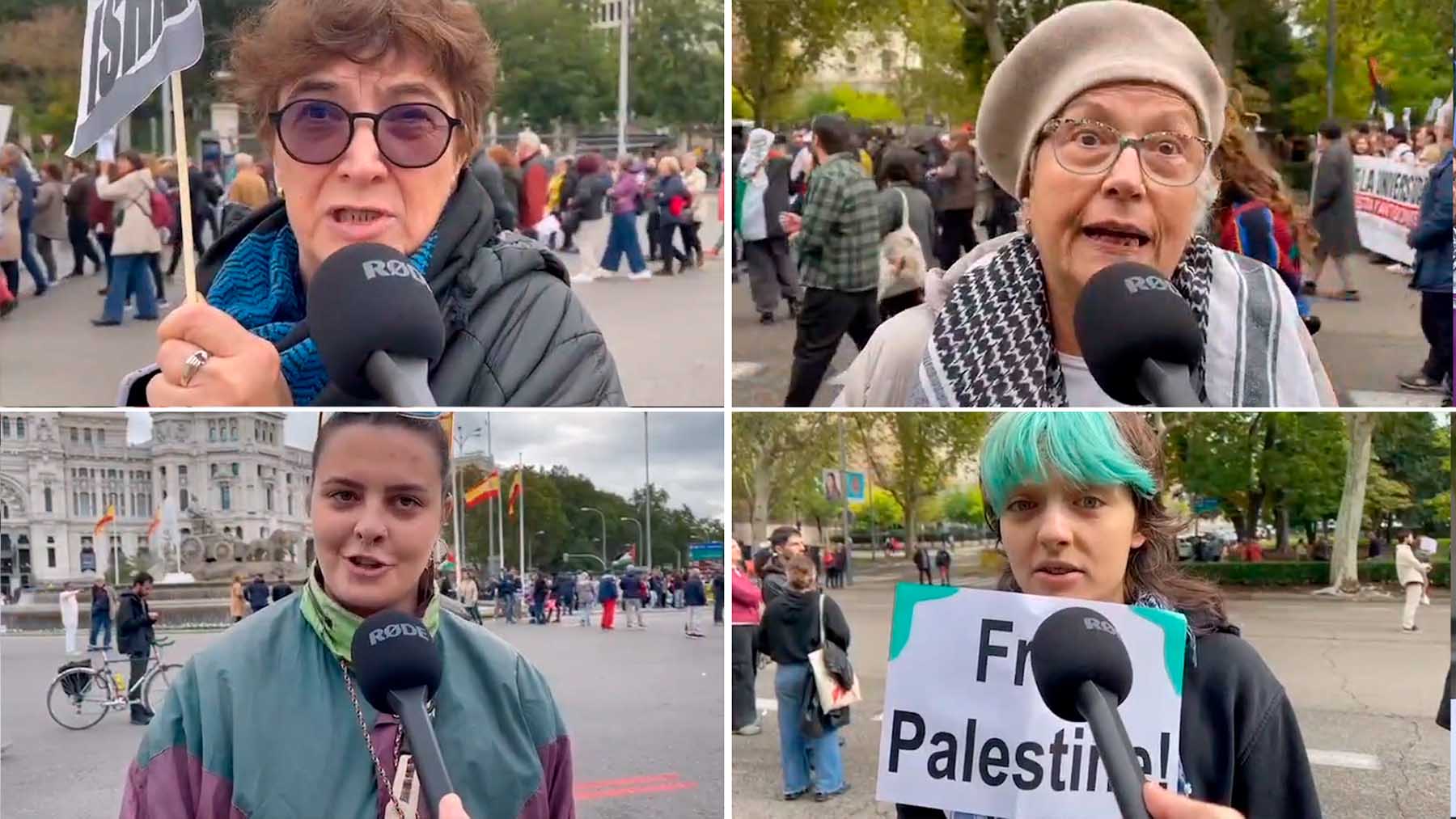 Varias manifestantes que defendieron a Hamás ante los micrófonos de OKDIARIO.