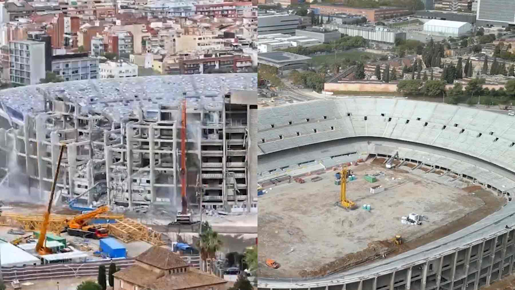 Así se encuentran las obras de remodelación del Camp Nou.