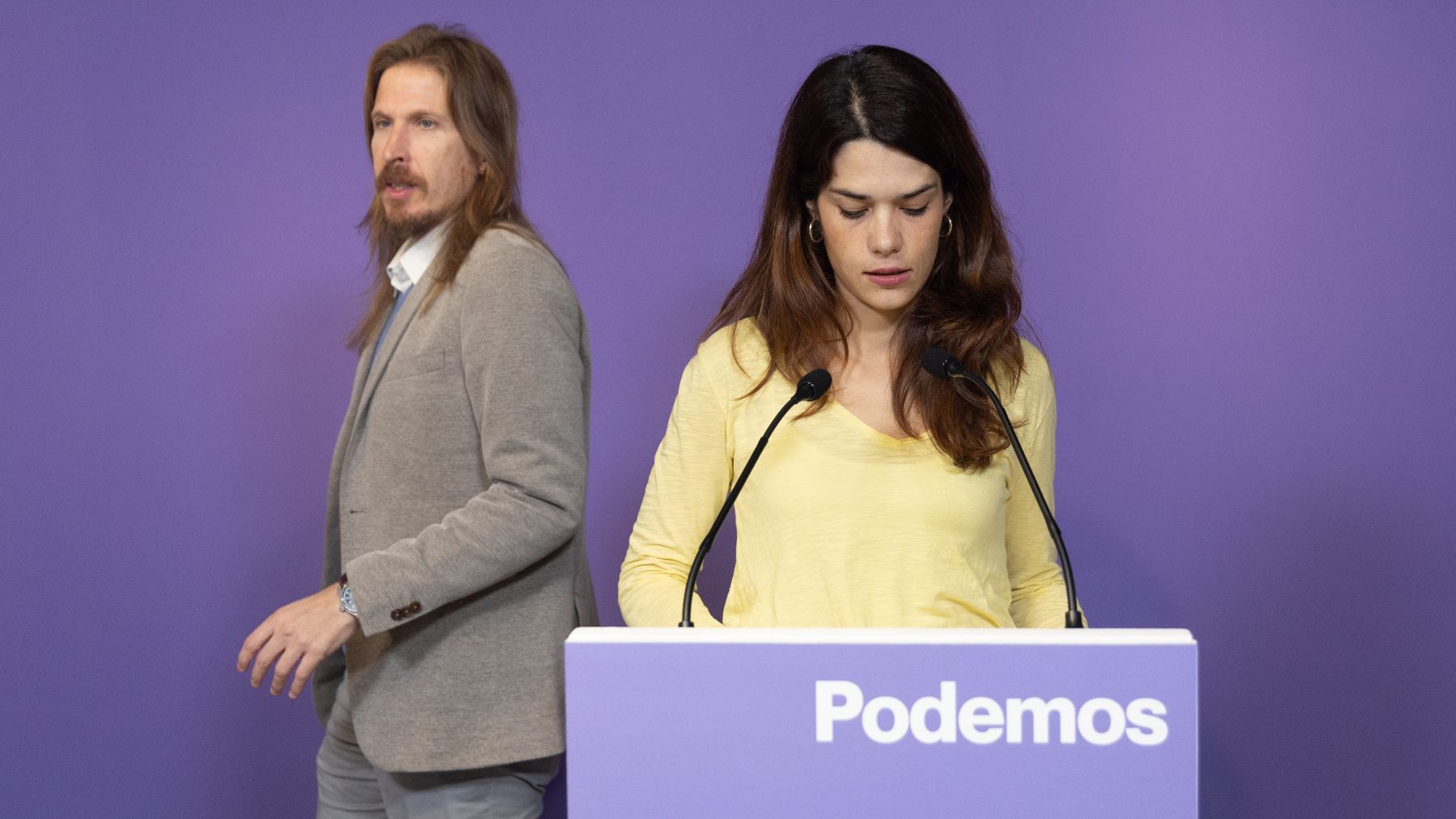 Portavoces de Podemos en la rueda de prensa