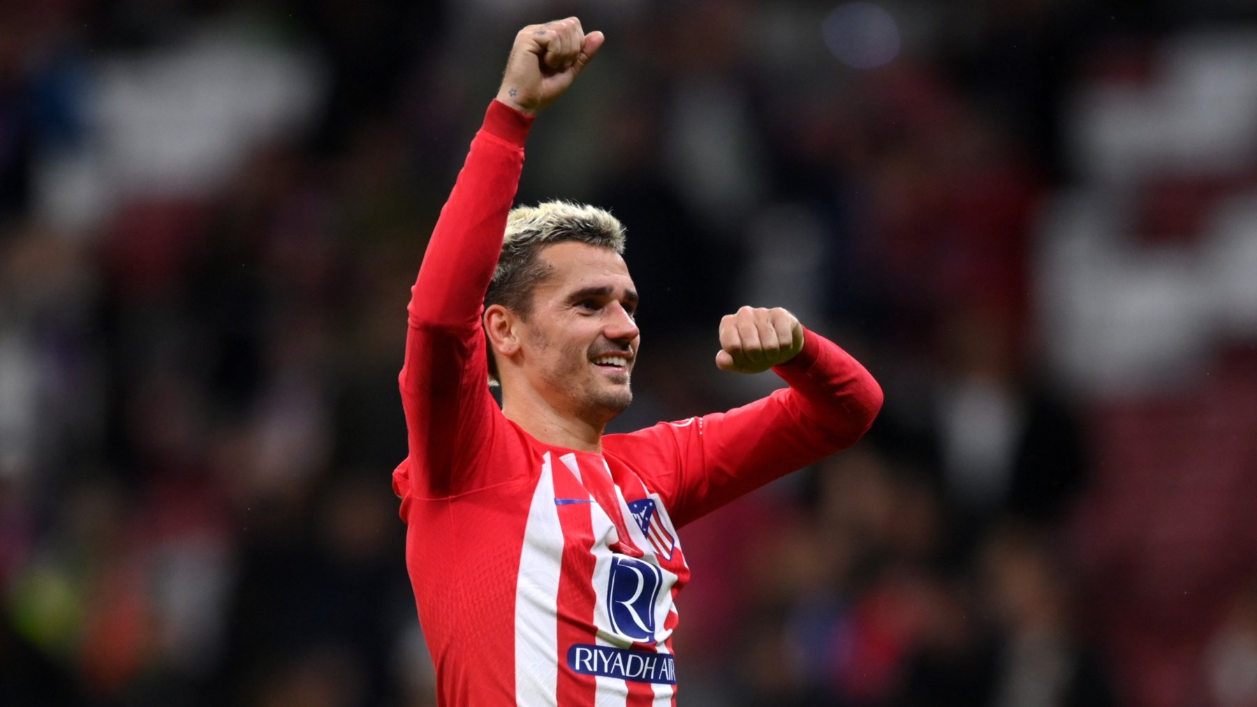 Antoine Griezmann celebra un gol con el Atlético de Madrid. (Getty)