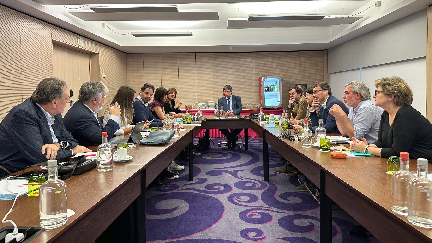 Carles Puigdemont en la reunión de Junts. (Foto: EP)