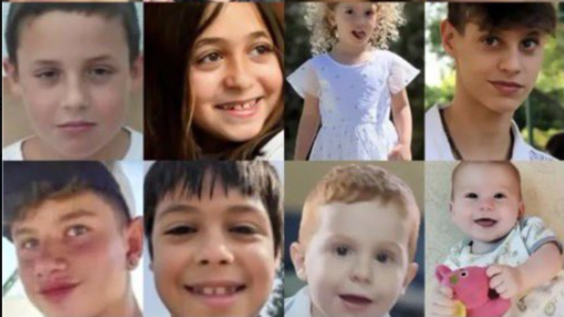 Fotos de algunos de los niños secuestrados por Hamás.
