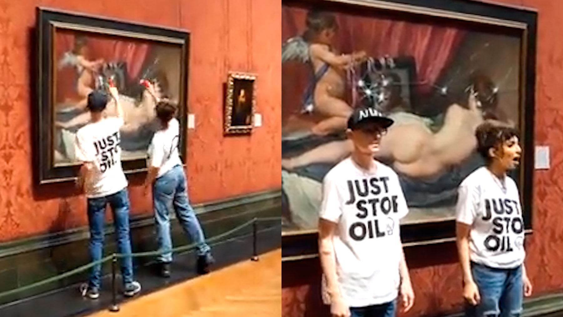 Activistas climáticos atacando el cuadro ‘La Venus del Espejo’ de Velázquez.