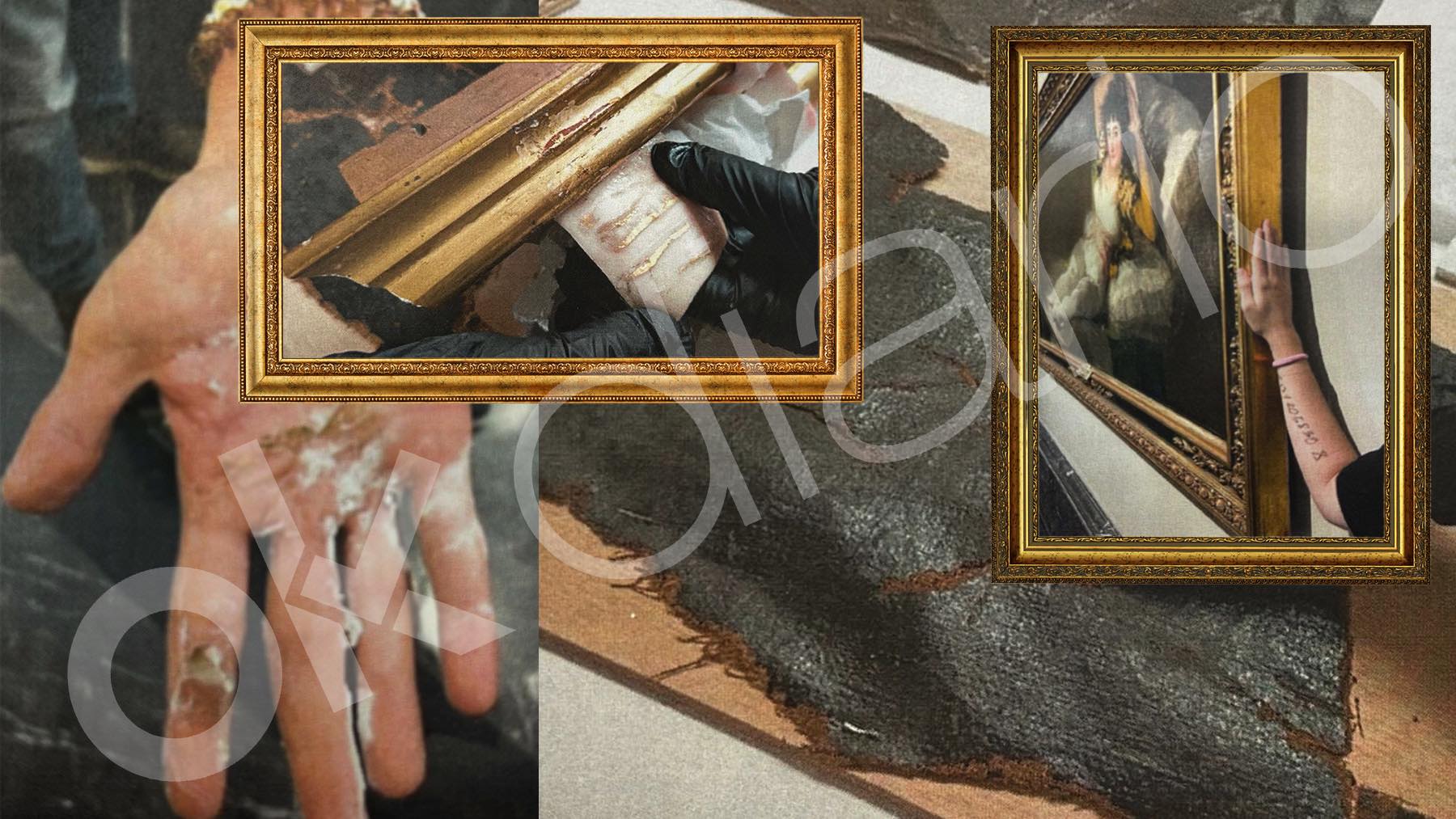 Los restauradores tardaron 20 minutos en despegar a los activistas de las Majas de Goya.