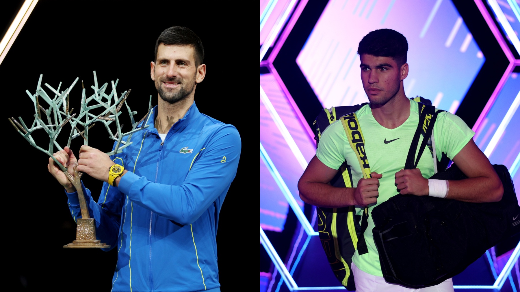 Novak Djokovic y Carlos Alcaraz. (Getty)