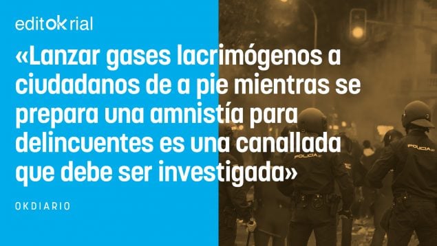 Amnistía para terroristas y gases lacrimógenos para pacíficos españoles contra Sánchez