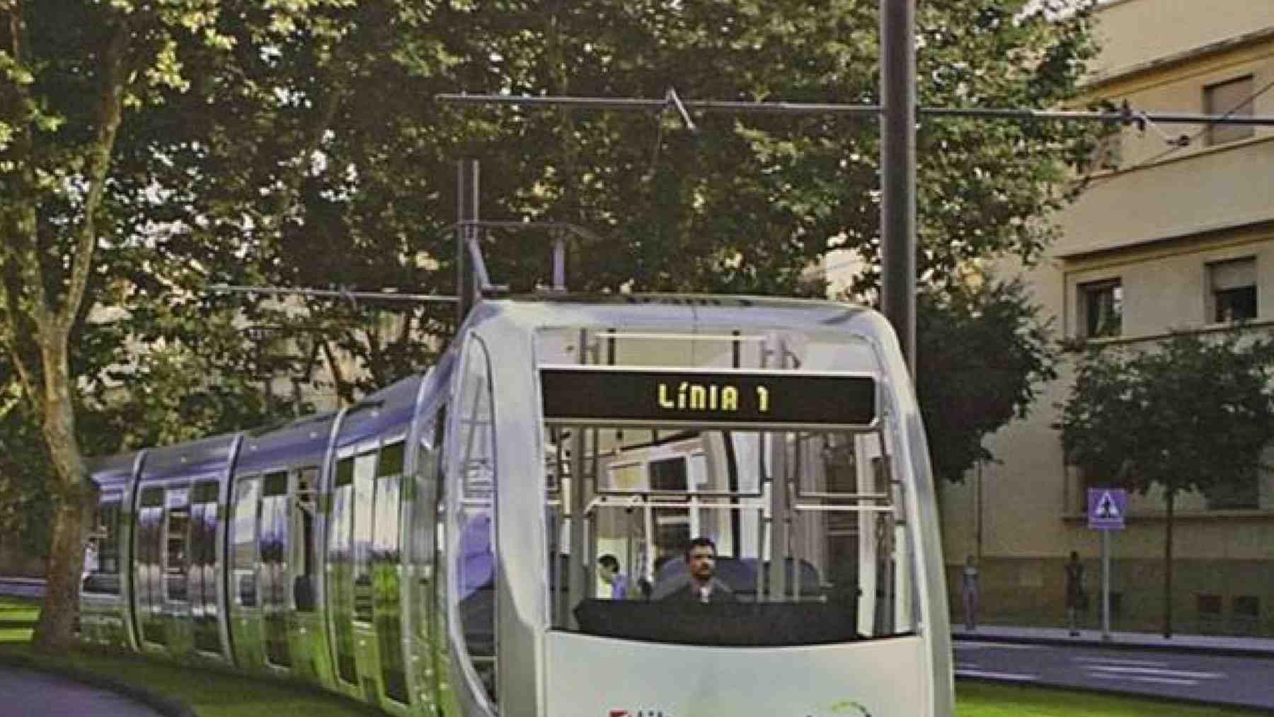 Imagen virtual del tranvía de Palma a su paso por las Avenidas.