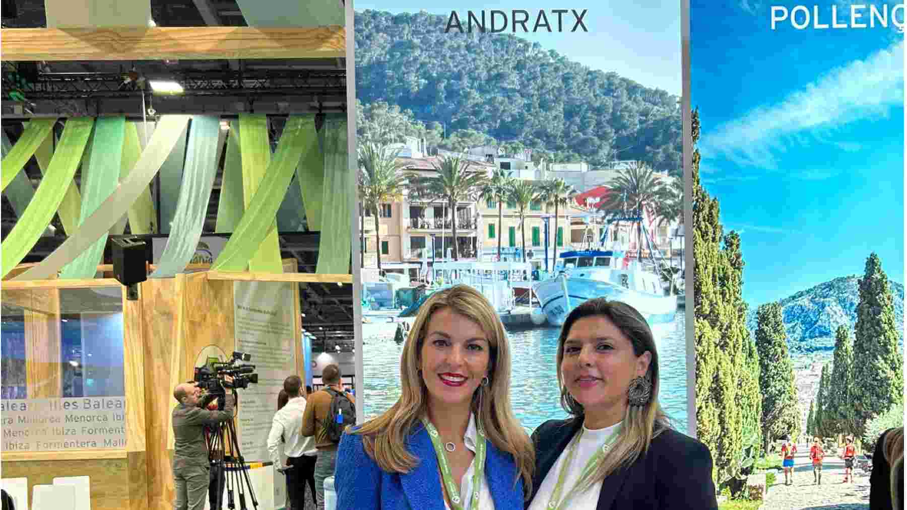 La alcaldesa de Andratx, Estefanía Gonzalvo, y la concejal de Turismo, Sandra Milena Valencia, en la feria de Londres.