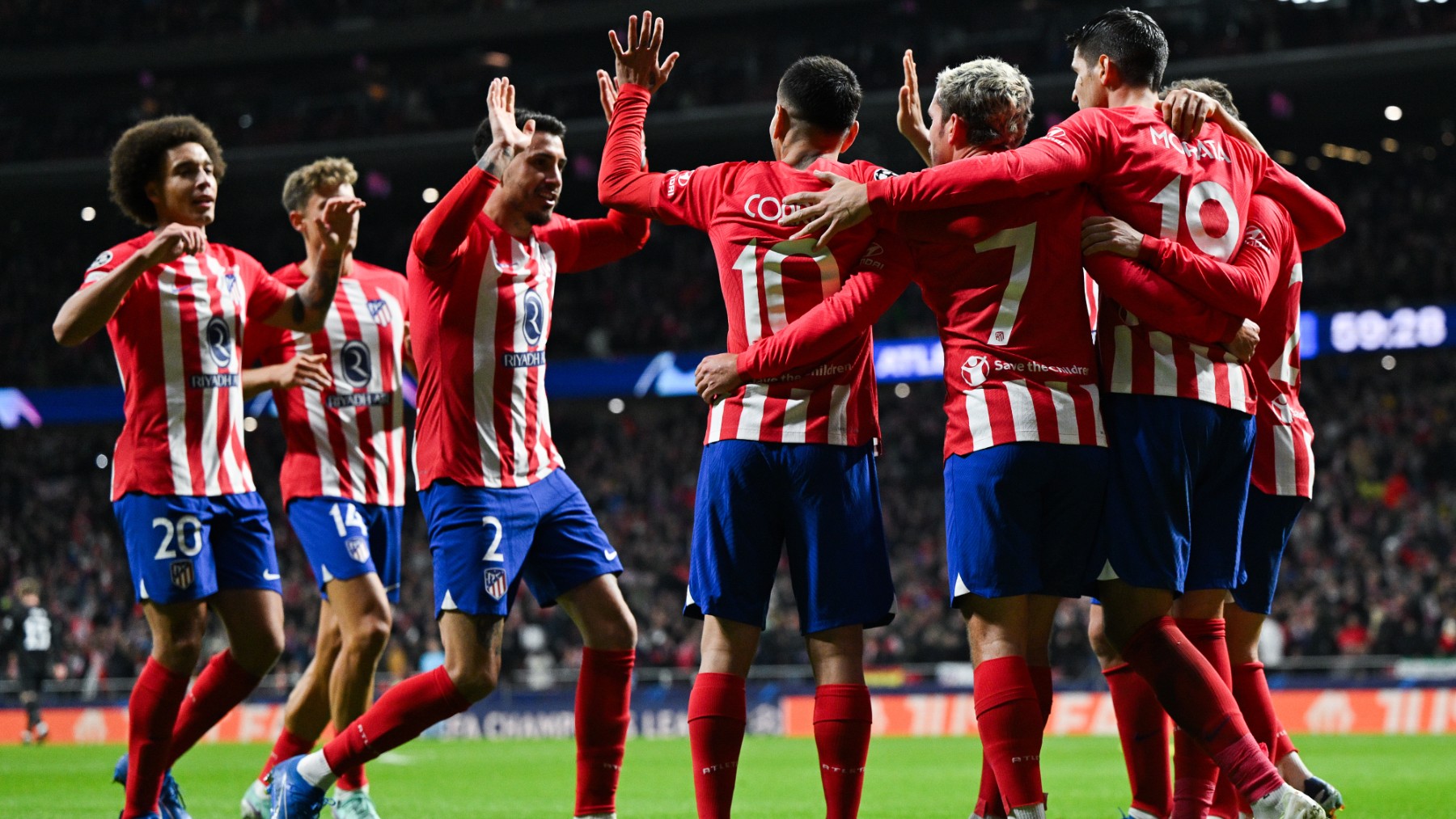 Los jugadores del Atlético celebran un gol en la Champions League. (Getty)