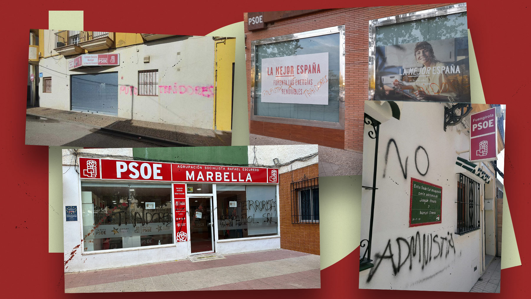 El PSOE denuncia actos vandálicos en sus sedes.