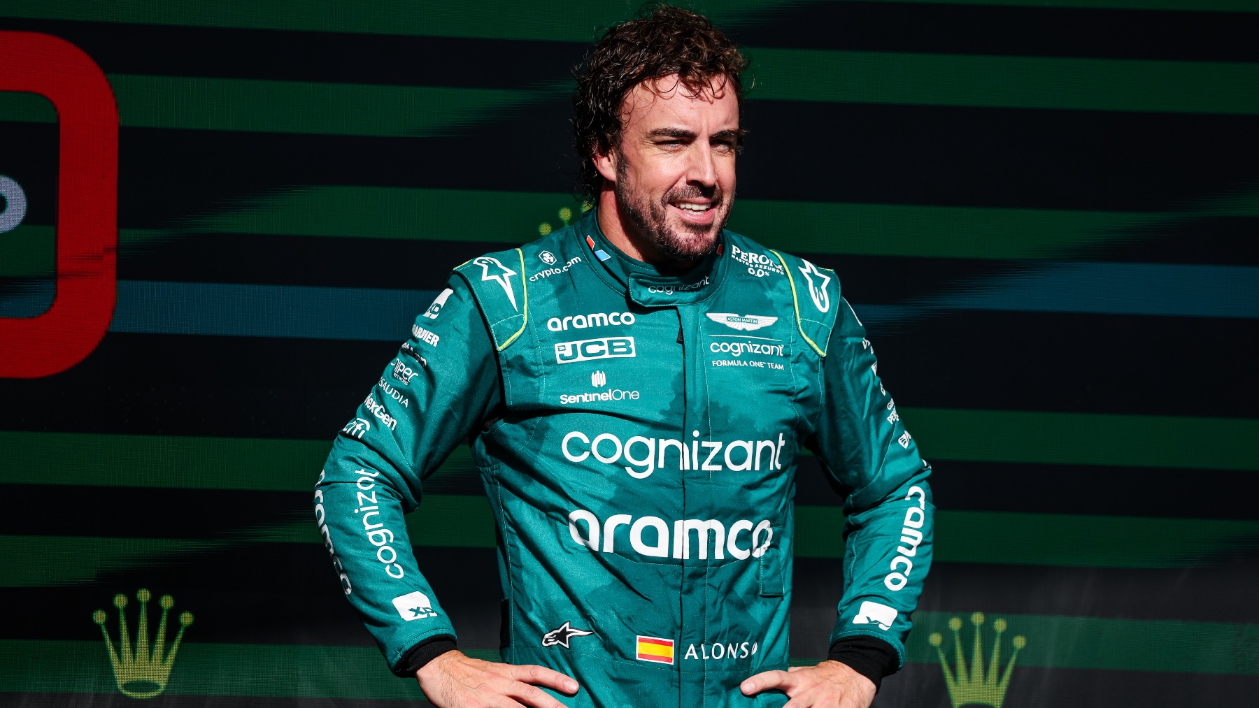 Fernando Alonso en el podio de Interlagos. (EuropaPress)