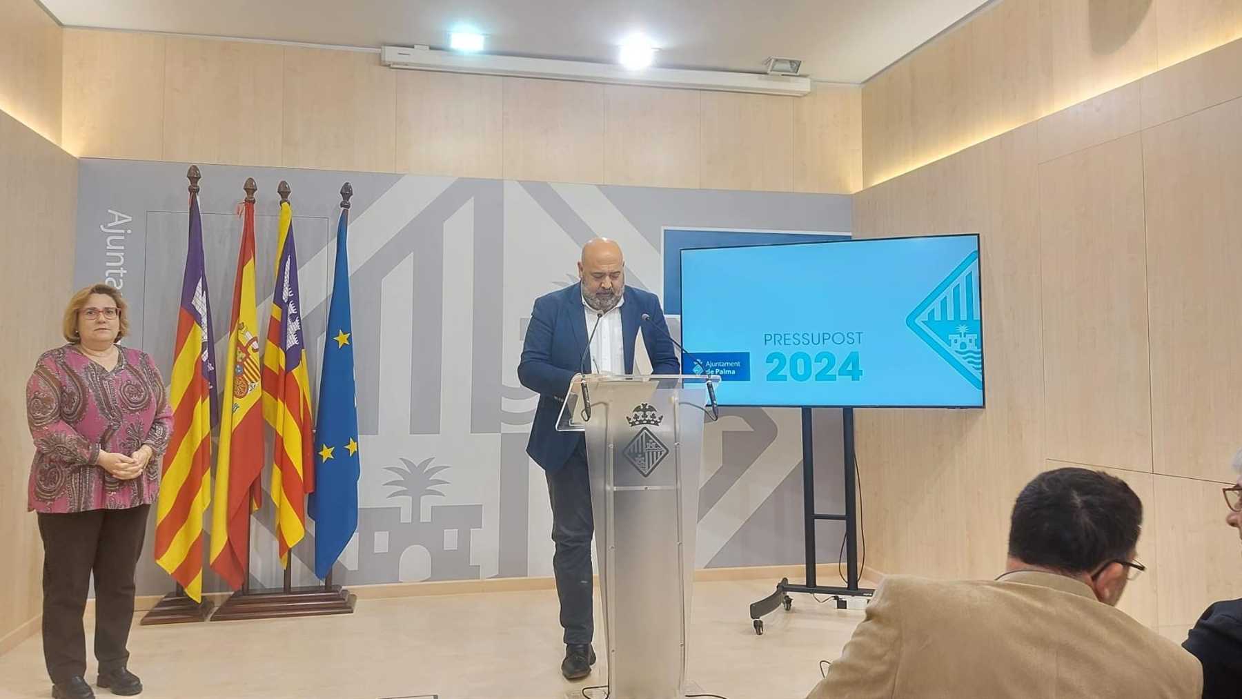El alcalde de Palma, Jaime Martínez, en la presentación de los presupuestos de 2024.